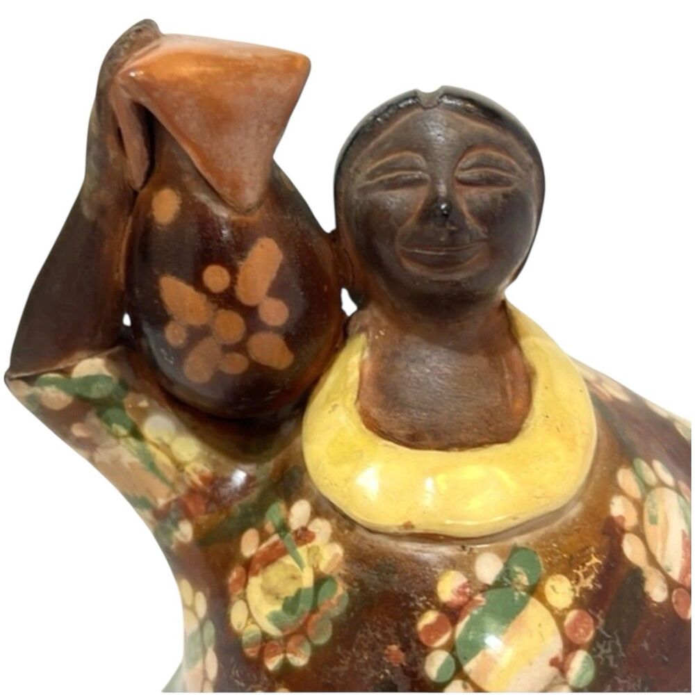 Rare Vintage Chulucanas Peru Signed Sandoval Valdez Pottery Figurine Folk Decor - Picture 7 of 11